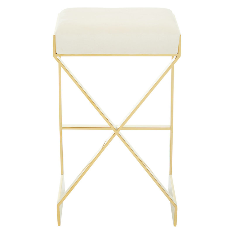 Colewood Upholstered Counter Stool with Metal Frame, ivory