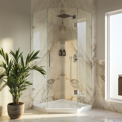 Base de bac de douche à double seuil 38 "x 38" avec drain central Marquette - blanc brillant