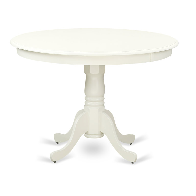 5 Piece Dining Table Set for 4 Includes a Round Kitchen Table with Pedestal and 4 Dining Room Chairs, Linen White
