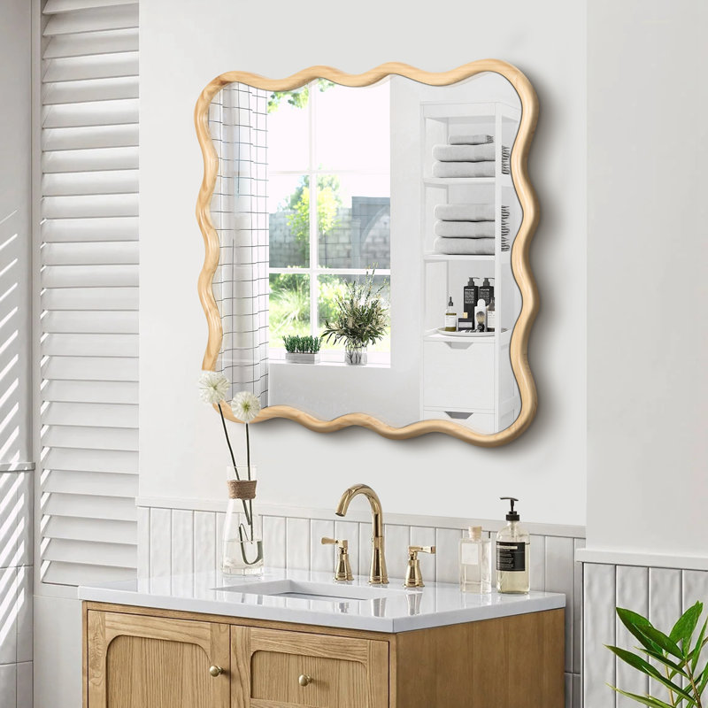 Miroir moderne en bois 36 "x 36", Naturel