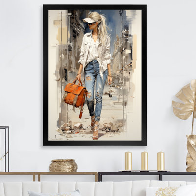 Denim Fashion First Woman, reproduction d'art sur toile