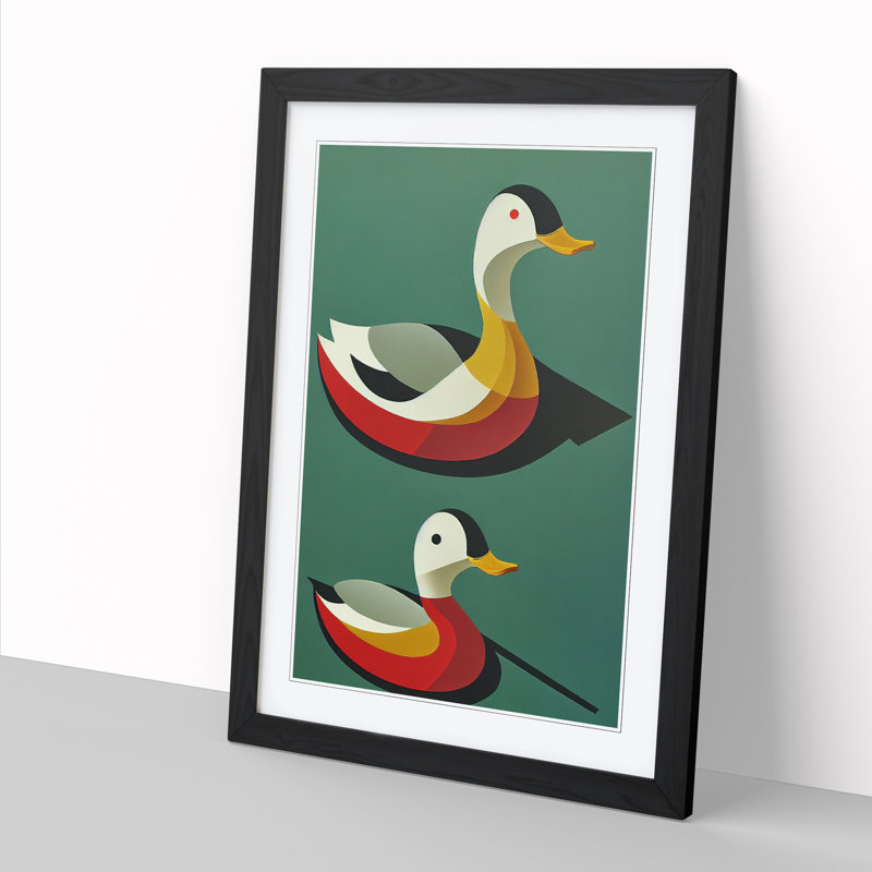 Two Ducks - Single Picture Frame Print, 64cm H x 46cm W x 2cm D, Black