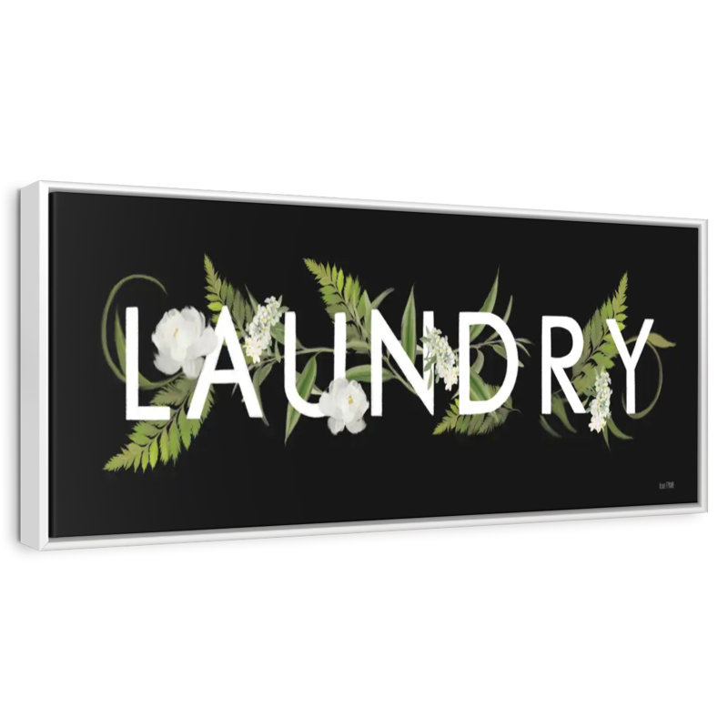 Blanchisserie Floral, 25 po x 9 po, Cadre flottant blanc