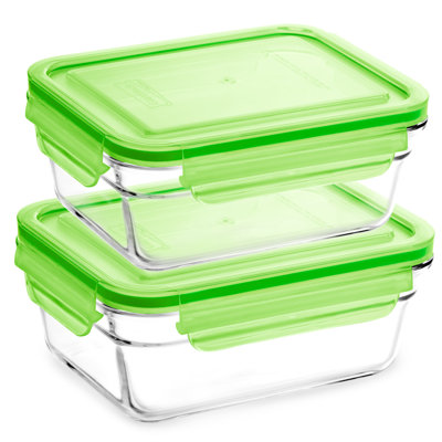 Glass Food Storage - Set of 2 Containers and 2 Lids
