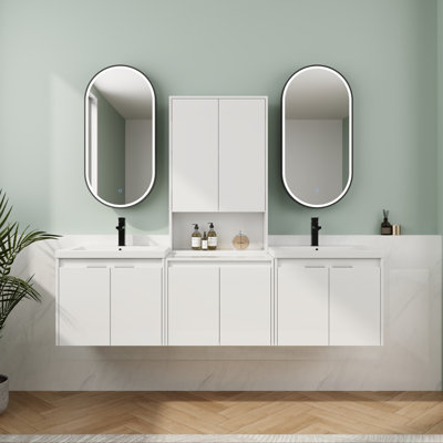 Double Sink Bathroom Vanity 72" Set