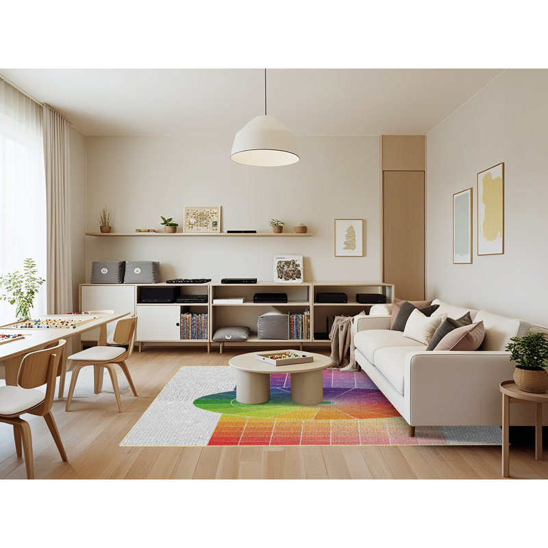 Tapis décoratif géométrique rouge Raël, Rectangle 7 pi x 9 pi