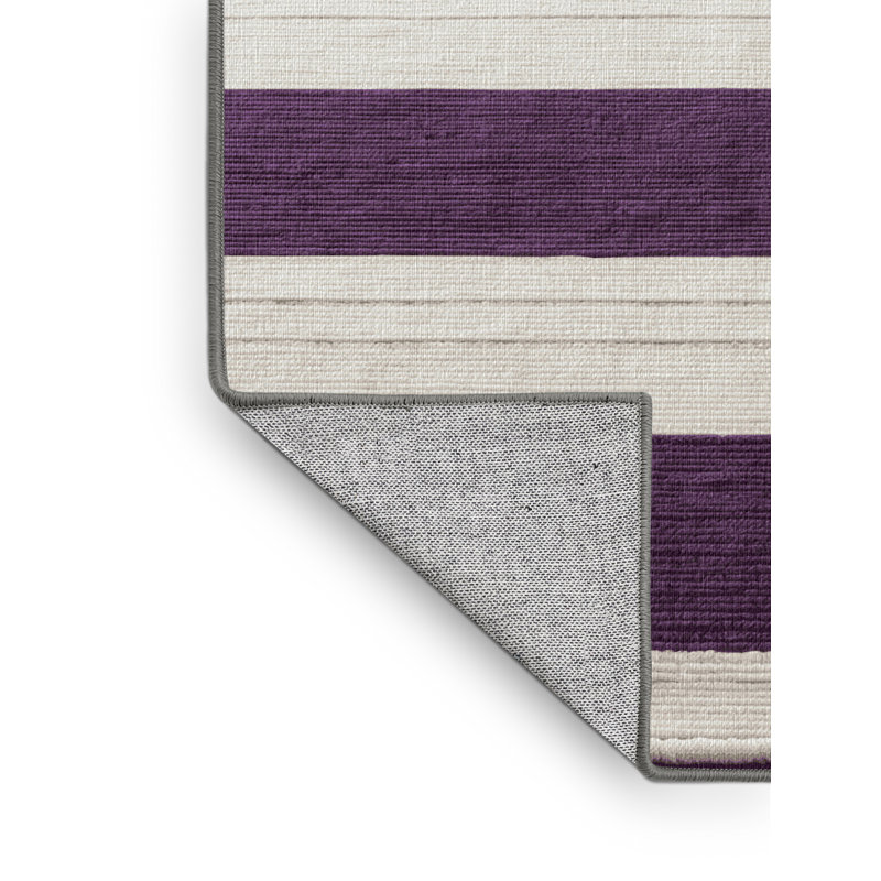 Tapis gris à rayures horizontales lavable à la machine, Carré 4 pi