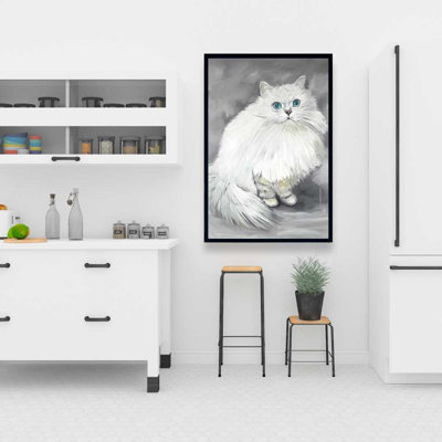 Chinchilla Persian Cat Framed Canvas | Home Decor Art