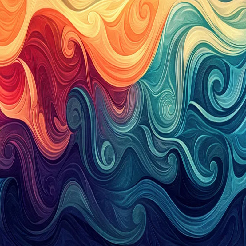 Sunset Currents Abstract Swirl, 108" L x 96" W