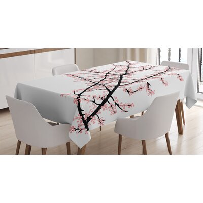 Ambesonne Floral Tablecloth, Cherry Branch With Pink Blossom Traditional Style Illustration Asia Culture Themed, Rectangular Table Cover For Dining Ro -  East Urban Home, 1BA9E3CFD76147EC984ACB9CE79CC2DB