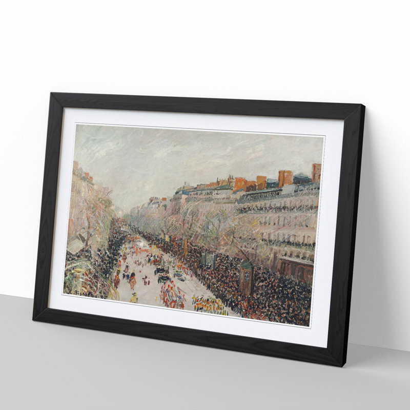On the Boulevards by Camille Pissarro - Framed Print, 27cm H x 36cm W x 2cm D, Black Framed