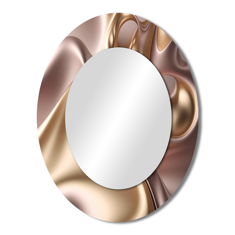 Subtle Sophistication In Exquisite Pink & Gold X - Pink Oval Wall Mirror Decor, 43" x 33"