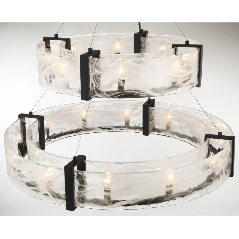 Cloud Break 20 - Light Steel Chandelier