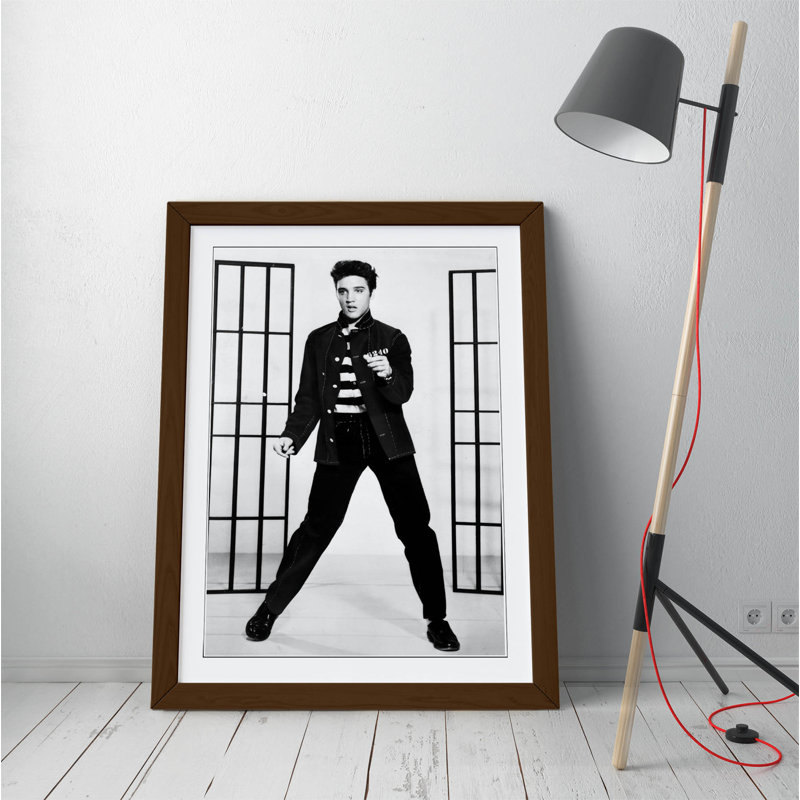 Elvis Jailhouse Rock A Artwork - Single Picture Frame Print on Canvas, 89cm H x 64cm W, Brown