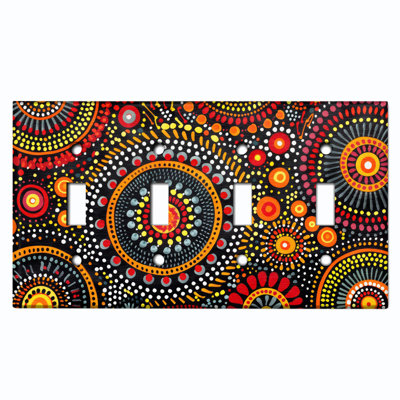 Metal Light Switch Plate Cover; US Standard Size 4 Gang Toggle - Dot Art