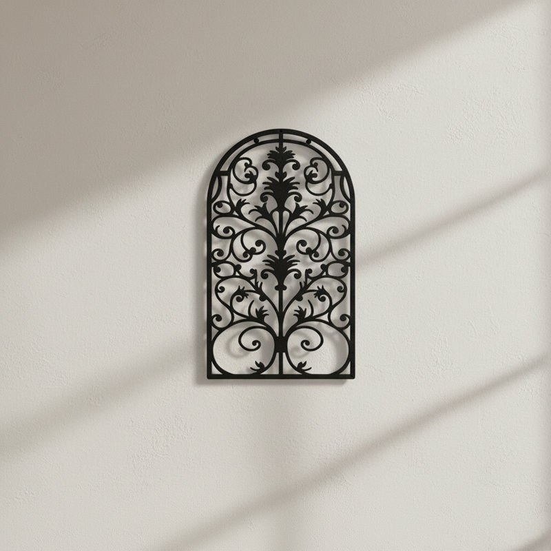 Arched Cathedral Window Frame,Large Metal Wall Art for Living Room & Entryway