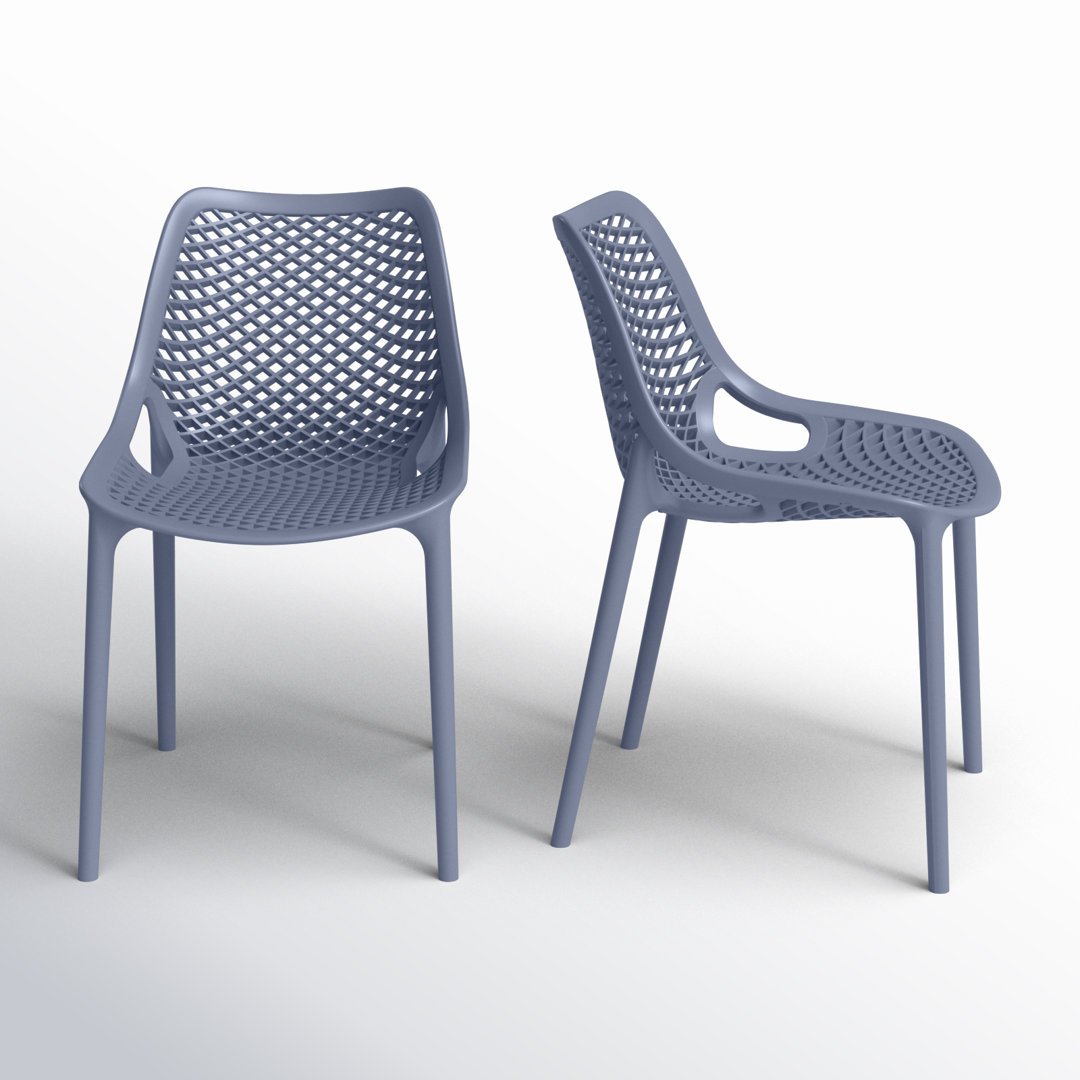 Farrah Stacking Patio Dining Chair (Set of 2) AllModern Color: Dark Gray