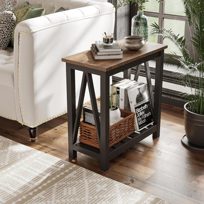 Table de bout à lattes 23,6 "avec rangement