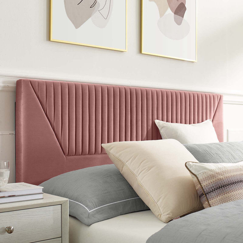 Lit plateforme en velours Yasmine Channel, Double, Rose