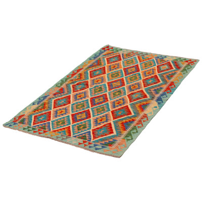Tapis unique en cyan de 3 pi 10 po x 5 pi 7 po
