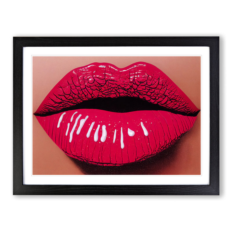 Lips Of A Woman - Single Picture Frame Print, Black, 46cm H x 64cm W