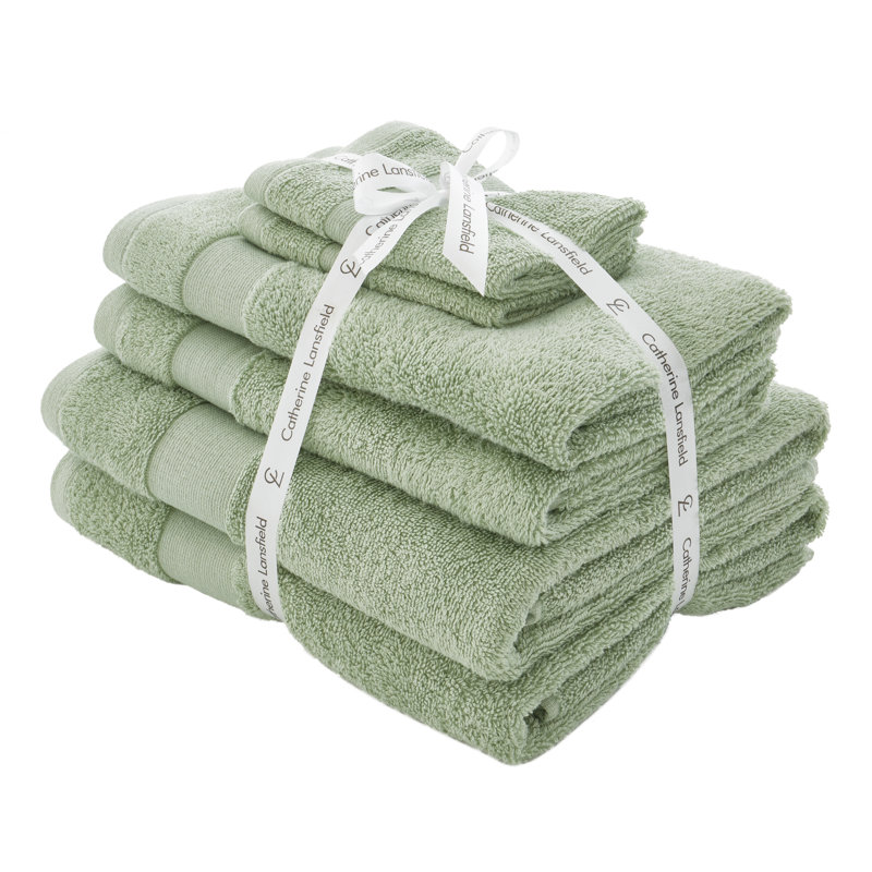 Anti-Bacterial 100% Cotton 6 Piece Towel Bale, Sage Green