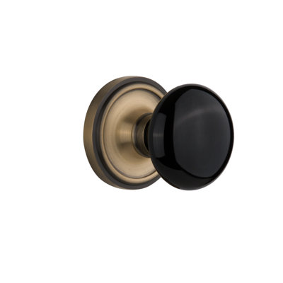 Rosette Nostalgic Warehouse Classic avec bouton de porte en porcelaine noire