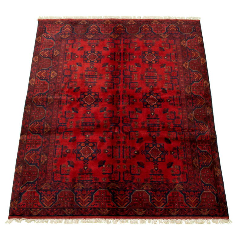 Tapis décoratif en laine noué à la main de conception unique 4 pi 9 po x 6 pi 1 po Dequane