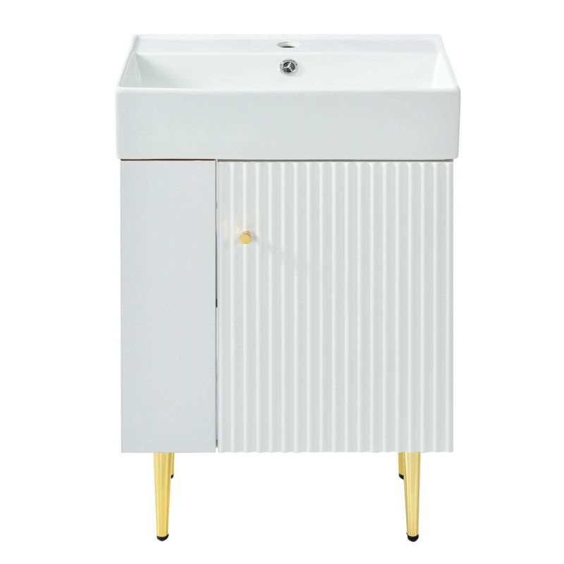 Meuble-lavabo de salle de bain avec lavabo simple en céramique
