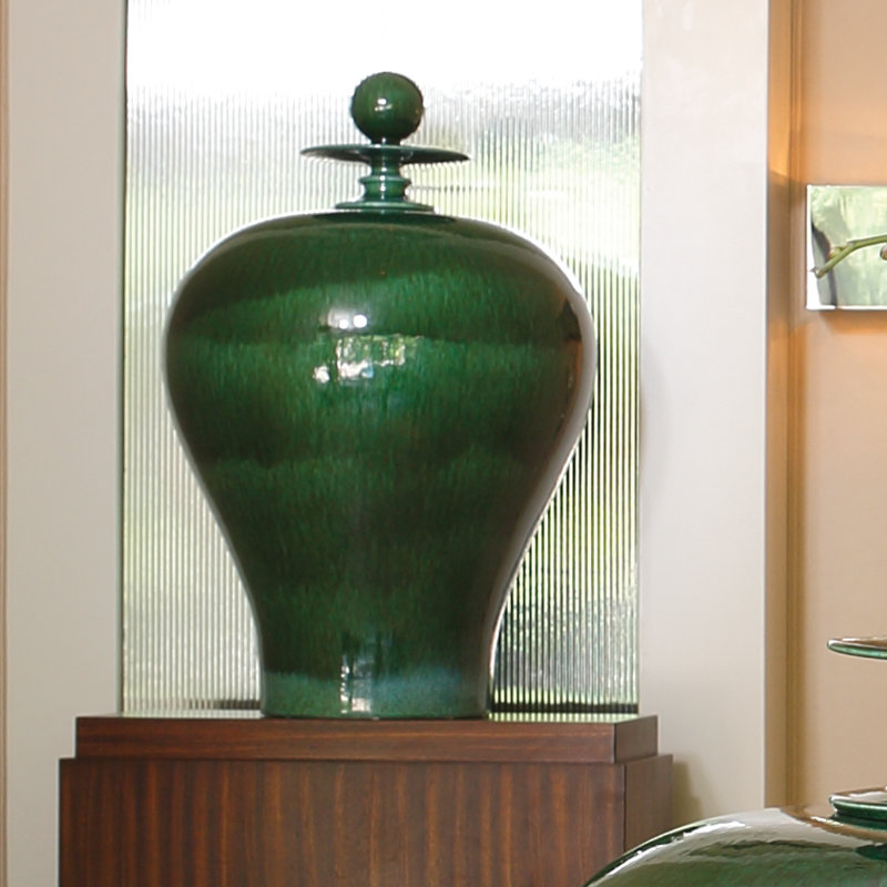 Emerald Green Tall Ceramic Temple Jar
