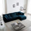 Canapé modulaire confortable avec revêtement en chenille bleu et respirant réversible personnalisable pour un confort aéré