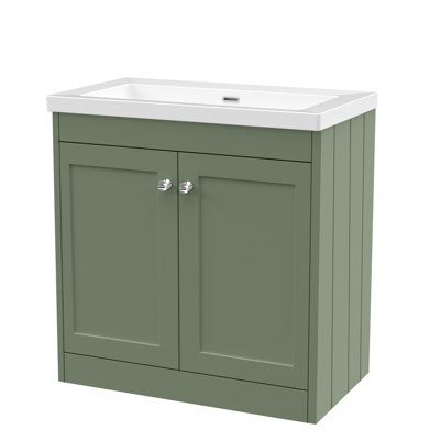Old London Ashwick Pebble Grey 800mm Floorstanding 2-Door Unit With Basin No Tap Hole