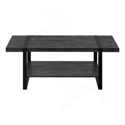 Contemporary Rectangular Coffee Table With Black Metal Legs And Reclaimed Wood Look, Perfect For Modern Living Rooms