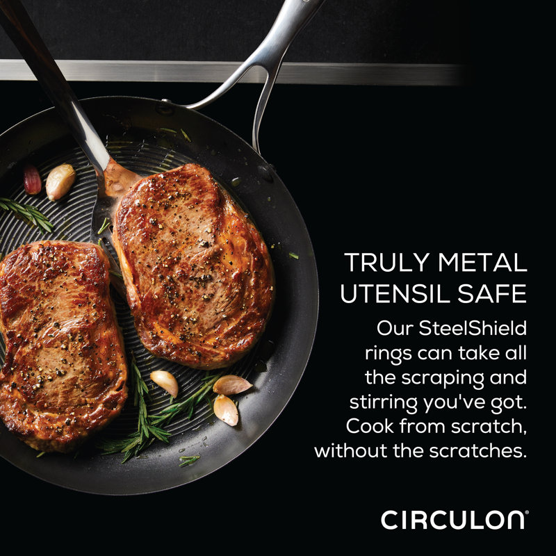 Circulon Stainless Steel Induction Cookware Set with SteelShield Hybrid Stainless and Nonstick Technology, 11 piece