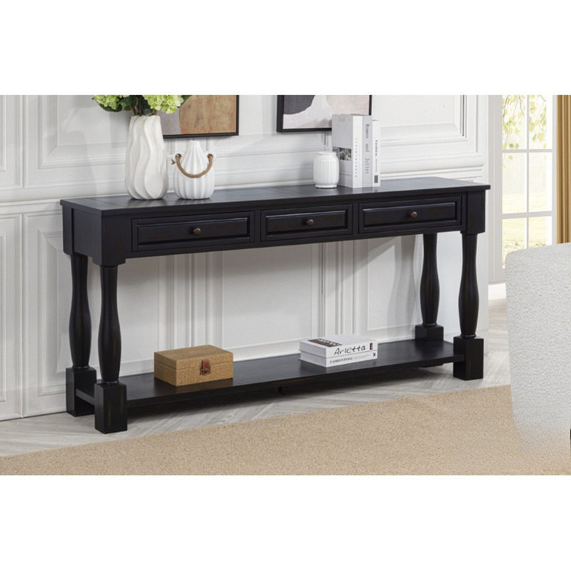 Console de 63 po de long avec tiroirs et tablette, Espresso