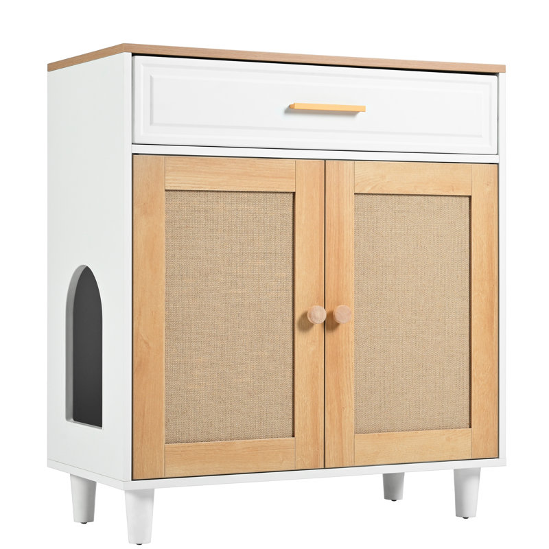Litière pour chat beige et blanche avec des matériaux raffinés pour animaux de compagnie - Chats