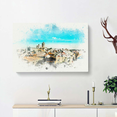 View of Tarragona in Spain in Abstract - Wrapped Canvas