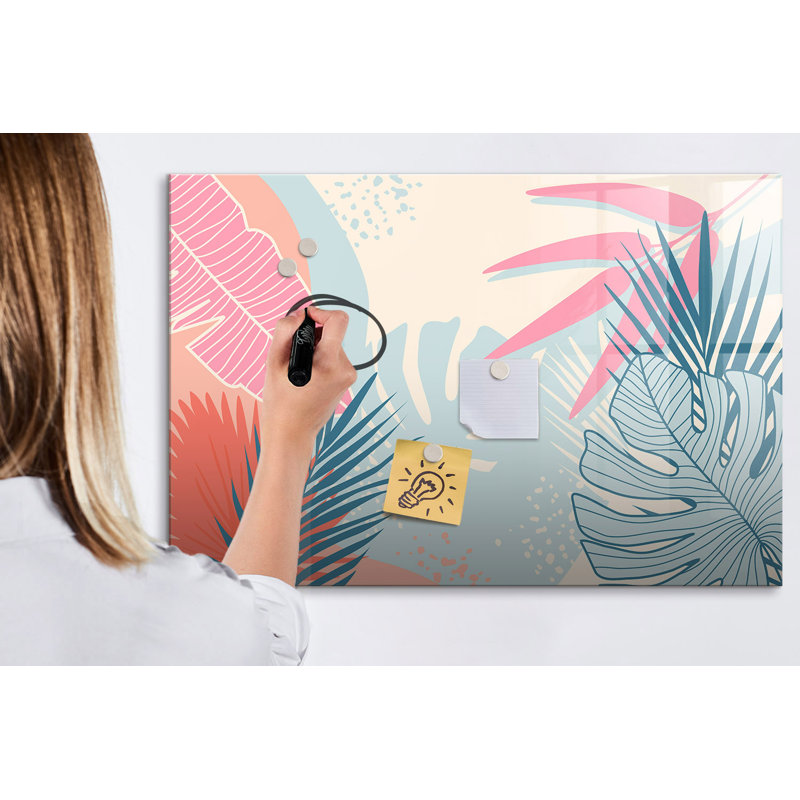 Pastel Leaves Magnetic Wall Mounted Dry Erase Board