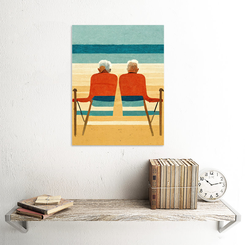 Elderly Couple Retired Beach Seaside - Print, Unframed, 40.5cm H x 30.5cm W x 0.2cm D