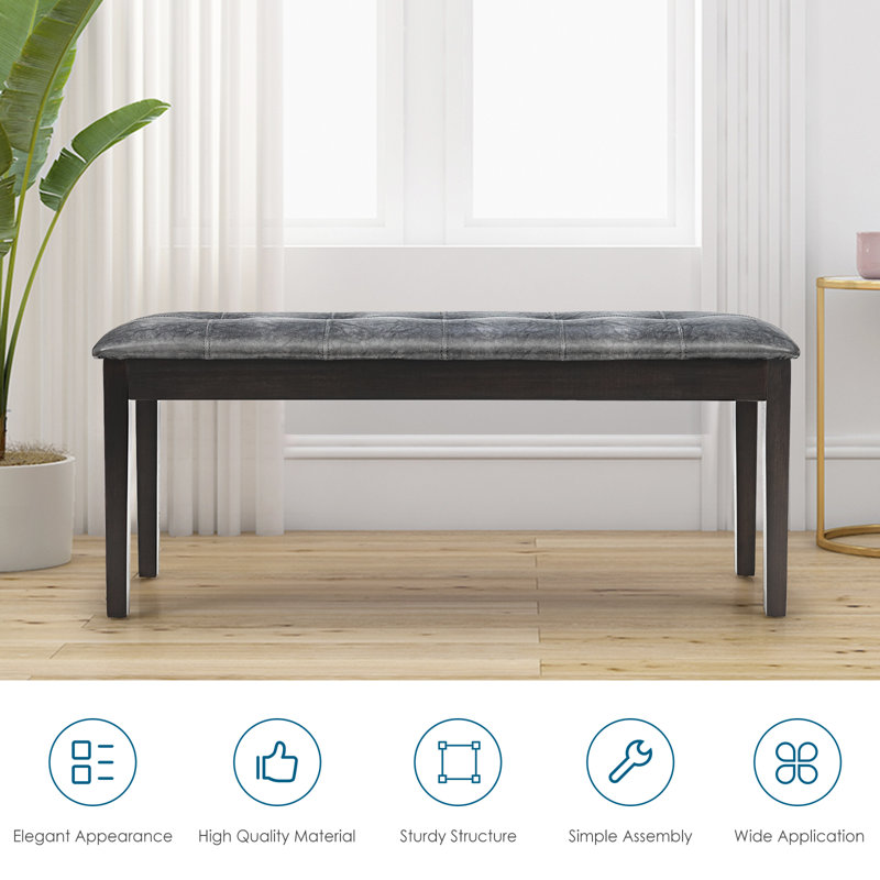 Ouarzazate Faux Leather Upholstered Bench, Grey