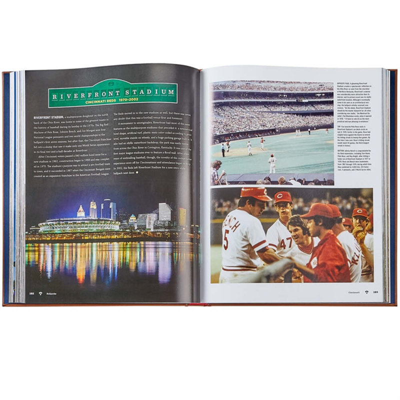 Graphic Image Ballparks Past And Present Coffee Table Book, Leather, Tan