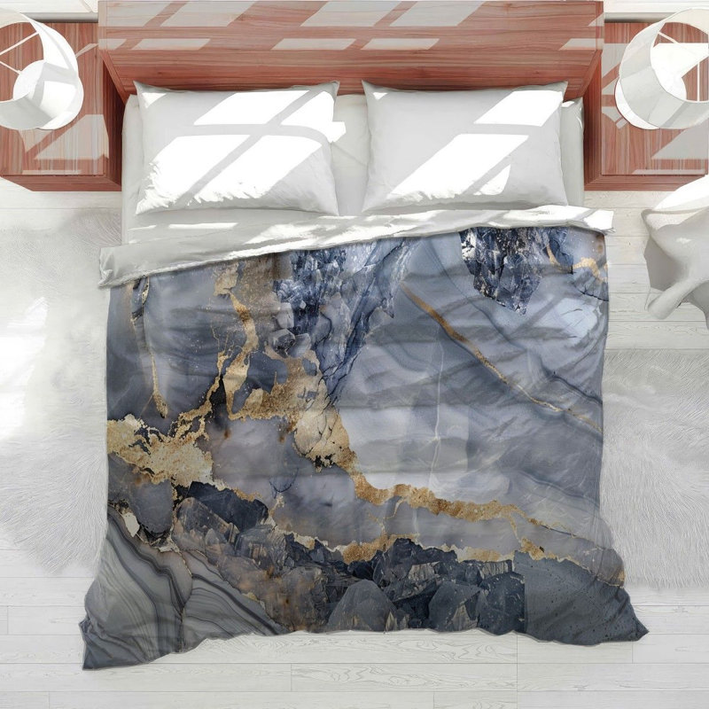 Marble Gold Veins Cotton Blend Comforter, Twin Comforter