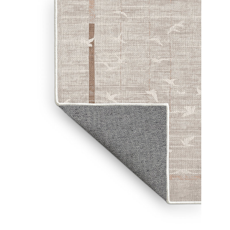 Machine Washable Beige Area Rug, Rectangle 7' x 10'