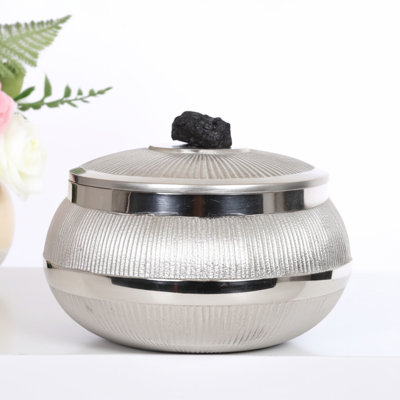 Boîte décorative en métal avec accent de pierre d'agate sur couvercle - boîte de rangement moderne pour bijoux et souvenirs - boîtes de rangement élégantes parfaites pour la décoration intérieure