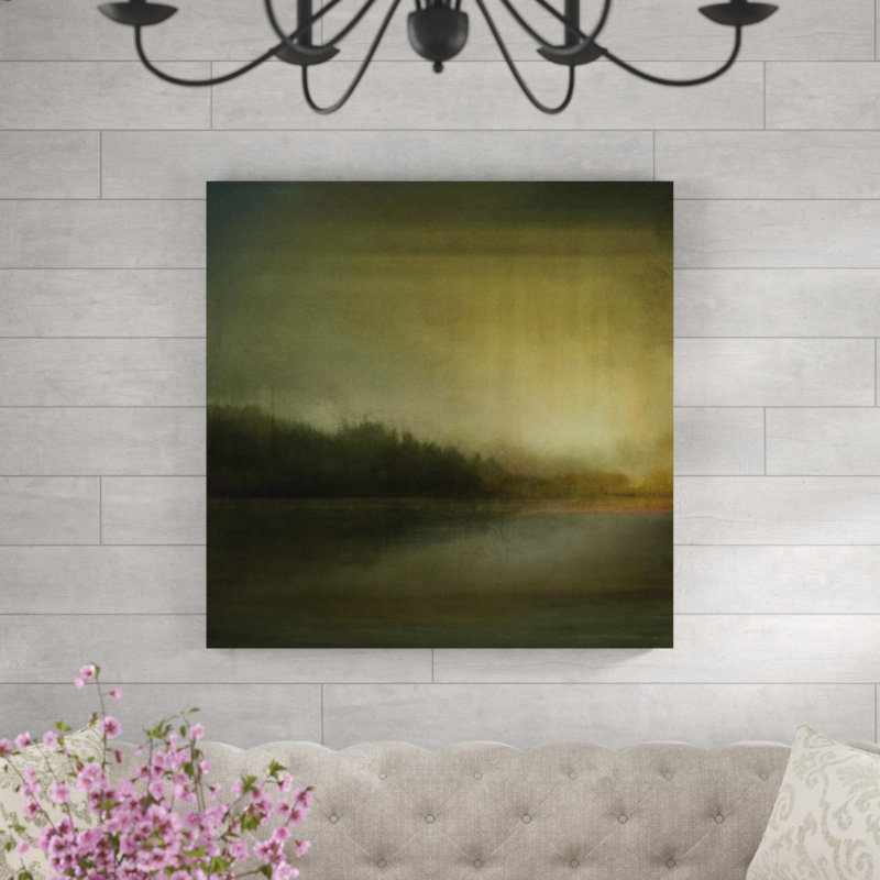 «Green Serenity» par Janice Aron - impression, H 54 po x l 54 po x P 15 po, Image au pinceau gel