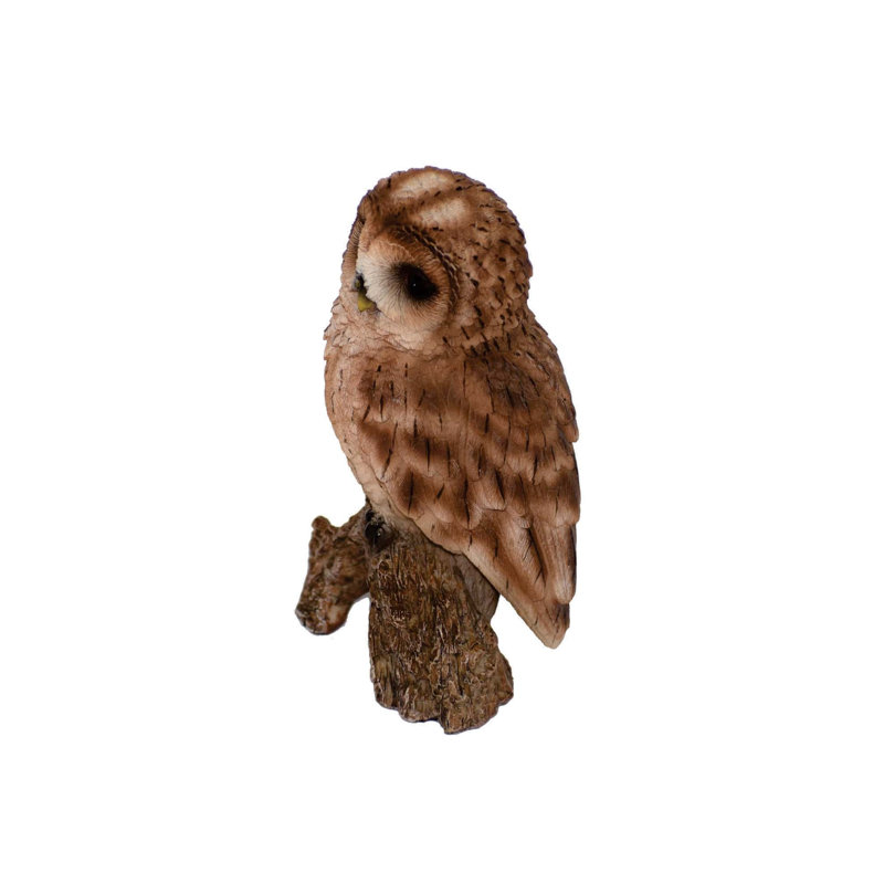 Small Tawny Owl on Stump Resin Garden Statue