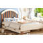Lit plateforme simple avec tiroir de rangement, structure de lit simple en bois avec tête de lit ronde, aucun sommier nécessaire, beige et naturel profond-532216293-532216290