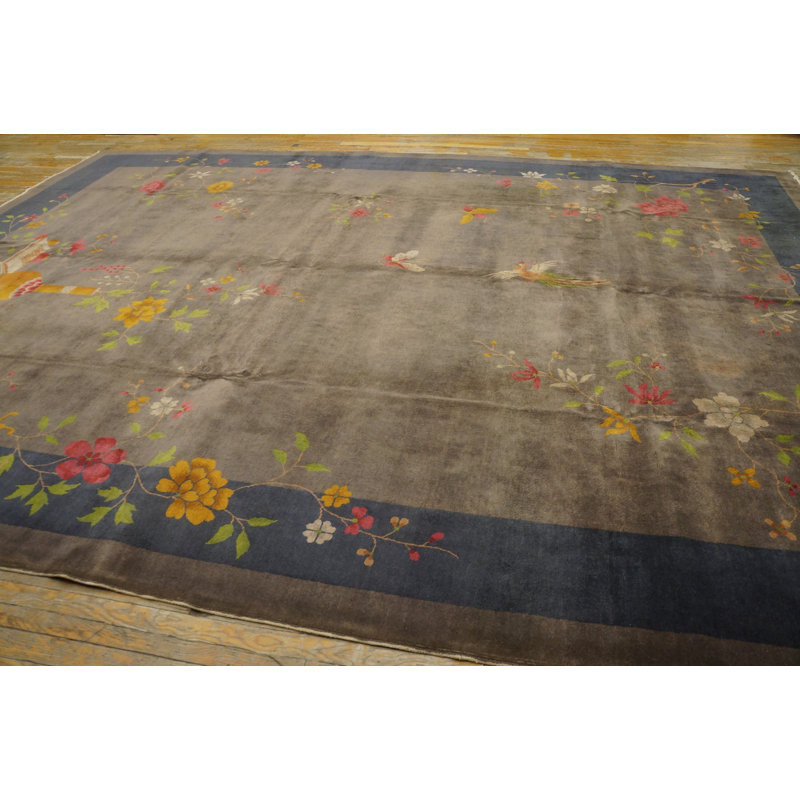 Antique Art Deco Room Size Wool Taupe Rug