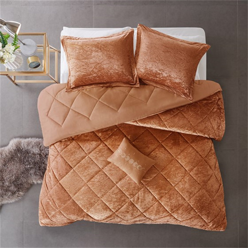 Velvet Comforter Set With Throw Pillow