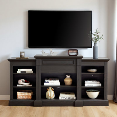 Console multimédia avec grande armoire de rangement, meuble télé multimédia moderne